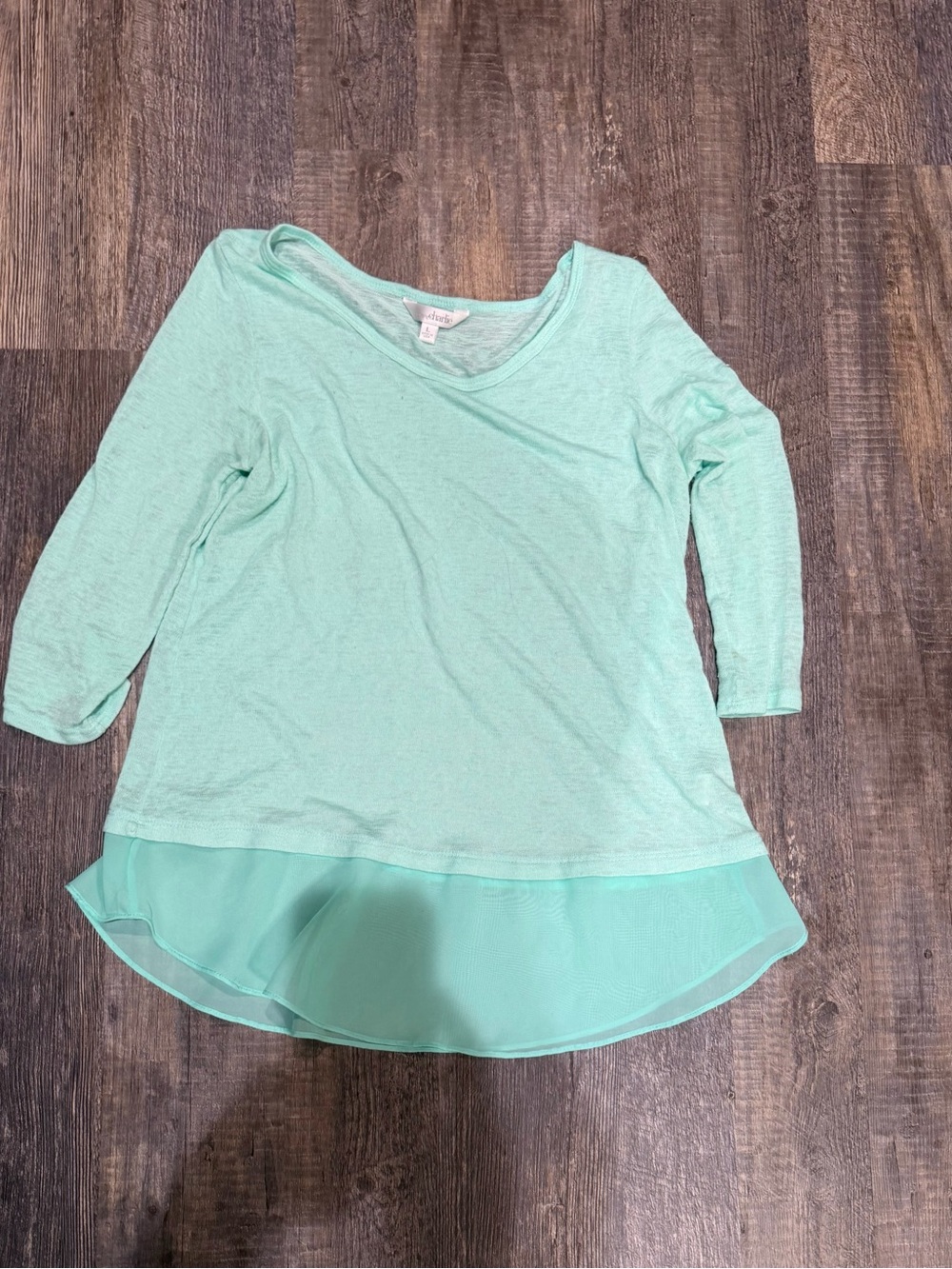 Charming Charlie Mint Green Layered-Hem Tunic